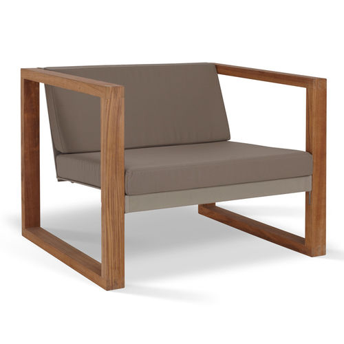 Fauteuil contemporain - POLTRONA LOUNGE TEAK - FueraDentro - en Batyline® / en teck / blanc