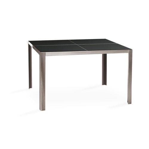 Table contemporaine - NIMIO 140 - FueraDentro - en verre trempé / en pierre / avec piètement en acier inoxydable