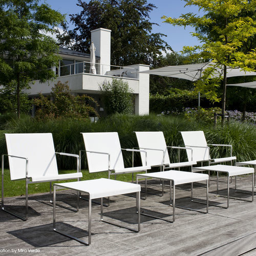 Fauteuil contemporain - POLTRONA - FueraDentro - en Batyline® / en acier inoxydable / gris