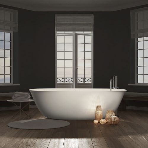 Baignoire ovale - CALICE - AQUAdesign - à poser / en CristalPlant® / blanche