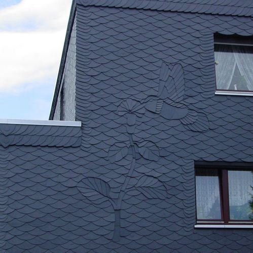 Bardage à cassettes - DECORATIVE WITH FISH SCALES - Rathscheck  Schiefer - en ardoise / finition naturelle / aspect béton