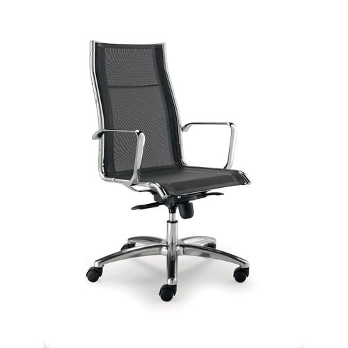 Fauteuil de bureau contemporain - LUX - OLIVO & GROPPO - en maille / en cuir / en métal chromé