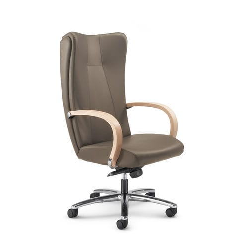 Fauteuil de bureau contemporain - KIRIA - OLIVO & GROPPO - en cuir / en hêtre / en aluminium