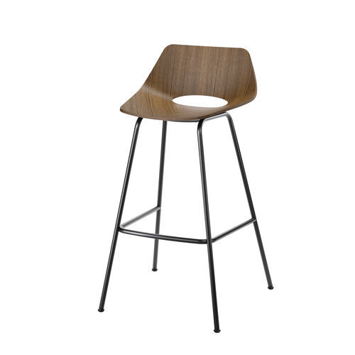 Chaise de bar contemporaine - S 661 H - THONET - d'intérieur / en tissu / en bois