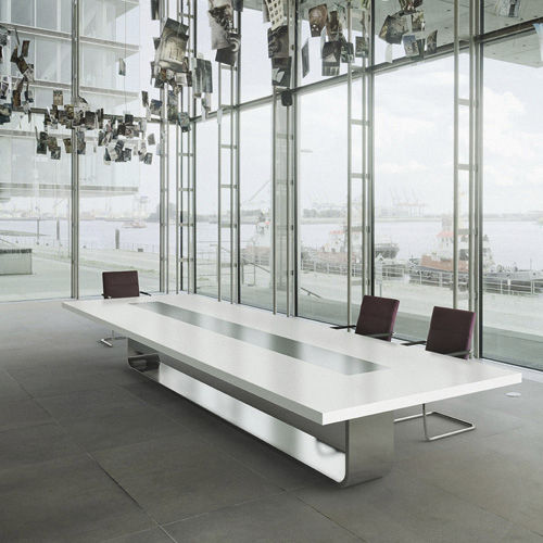 Table de conférence contemporaine - S 8000 - THONET - en hêtre / en acier inoxydable / avec piètement en acier