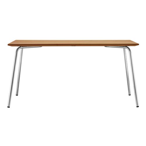 Table contemporaine - S 1040 - THONET - en iroko / avec piètement en acier inoxydable / rectangulaire