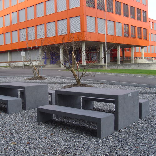 Table de pique-nique contemporaine - MODULAR - A Amop Synergies - en béton / rectangulaire / sur mesure