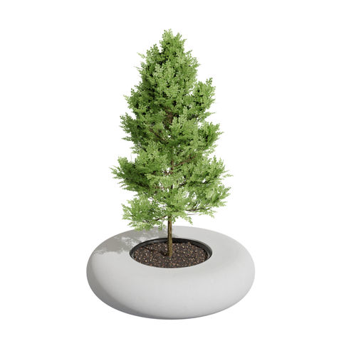 Jardinière en béton - FLOWER STONE XL C - A Amop Synergies - ronde / avec banc intégré / contemporaine