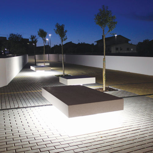 Banc public contemporain - COLLECTIONS : PLANO CUBICA 2  - A Amop Synergies - en béton / sans dossier / sans accoudoirs