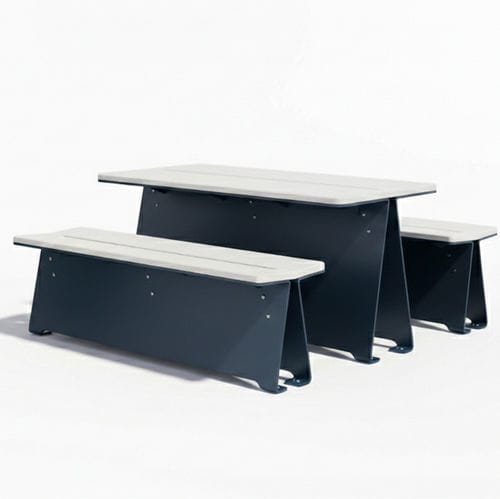 Ensemble table et bancs contemporain - FRESTA - A Amop Synergies - en acier / en béton à haute performance / d'extérieur