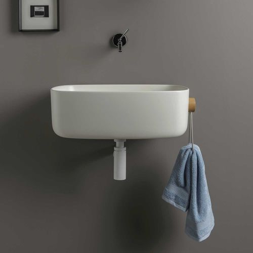 Vasque suspendue - EVLACPCOR - EVER Life Design - en CristalPlant® / en polyuréthane / avec porte-serviettes intégré