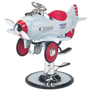 Fauteuil de coiffure en chrome - RETRO PLANE - Interstate Design Industries - en plastique / avec pompe hydraulique / professionnel