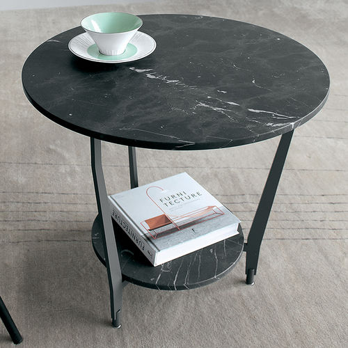 Table d'appoint contemporaine - DÈCO - extendo - en marbre / avec piètement en acier / ronde