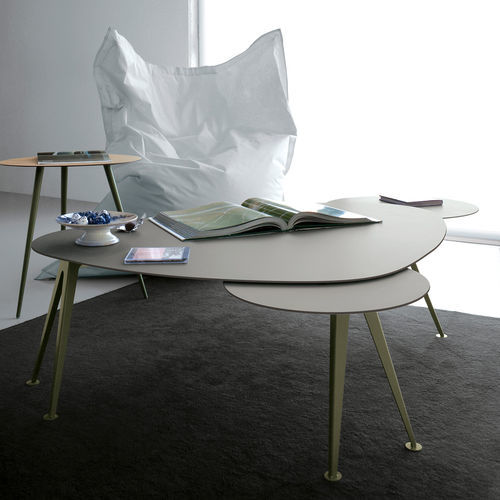 Table basse contemporaine - MR.HYDE - extendo - en HPL / avec piètement en acier thermolaqué / ronde