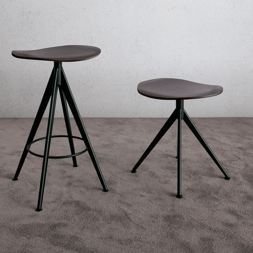 Tabouret contemporain - ECH6 - extendo - en chêne / avec piètement en acier / avec repose-pieds