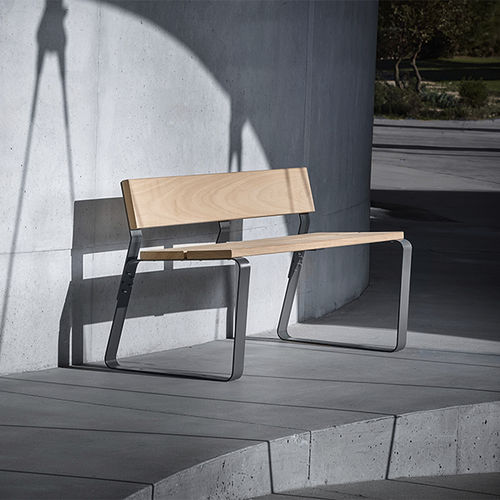 Banc public contemporain - KAISEKI - CYRIA | Mobilier Urbain - en bois / en acier thermolaqué / avec dossier