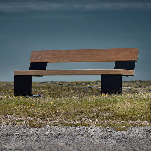 Banc public contemporain - BIO2 - CYRIA | Mobilier Urbain - en bois / en acier thermolaqué / avec dossier