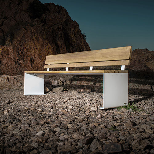 Banc public contemporain - PYSA - CYRIA | Mobilier Urbain - en bois / en acier / en acier thermolaqué