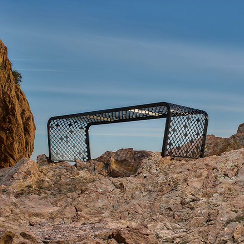 Banc de jardin contemporain - ELINIUM - CYRIA | Mobilier Urbain - en acier thermolaqué / sans dossier / sans accoudoirs
