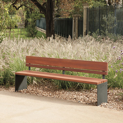 Banc de jardin contemporain - PYSA - CYRIA | Mobilier Urbain - en bois / en acier / en acier thermolaqué