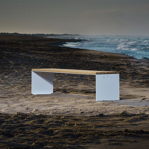 Banc de jardin contemporain - PYSA - CYRIA | Mobilier Urbain - en bois / en acier thermolaqué / sans dossier