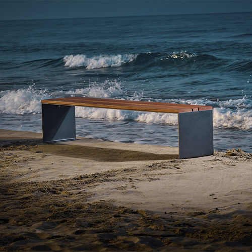Banc public contemporain - PYSA - CYRIA | Mobilier Urbain - en bois / en acier / en acier thermolaqué