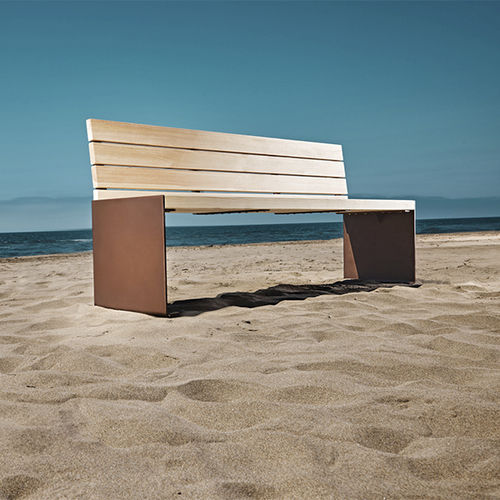 Banc de jardin contemporain - ABSOLUT - CYRIA | Mobilier Urbain - en bois / en acier / en acier thermolaqué