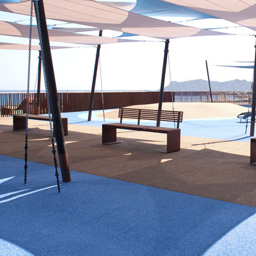 Banc de jardin contemporain - MANTA - CYRIA | Mobilier Urbain - en bois / en acier / en acier thermolaqué