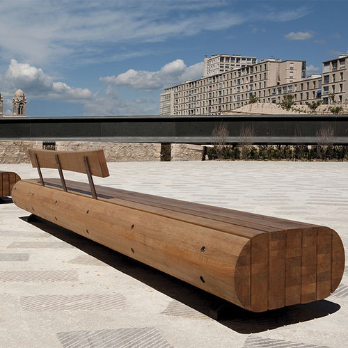 Banc de jardin contemporain - MIGRATION  - CYRIA | Mobilier Urbain - en bois / avec dossier / sans accoudoirs