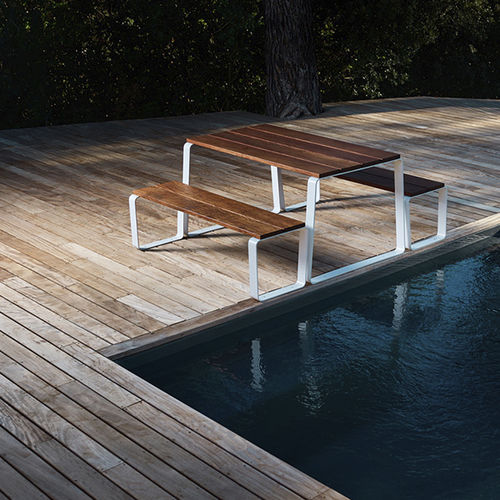 Banc public contemporain - KAISEKI - CYRIA | Mobilier Urbain - en bois / en acier / en acier thermolaqué