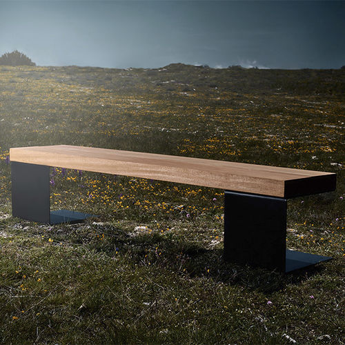 Banc de jardin contemporain - BIO2 - CYRIA | Mobilier Urbain - en bois / en acier / en acier thermolaqué