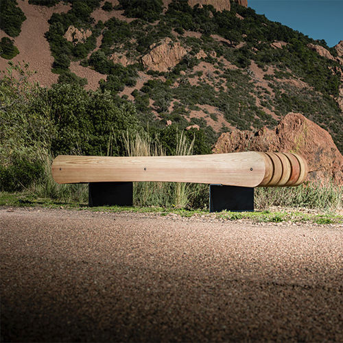 Banc de jardin contemporain - JERIKO - CYRIA | Mobilier Urbain - en bois / en acier / en acier thermolaqué