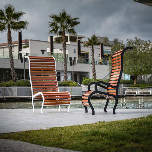 Fauteuil urbain contemporain - M-A KUSTOM - CYRIA | Mobilier Urbain - en bois / en acier / avec dossier haut