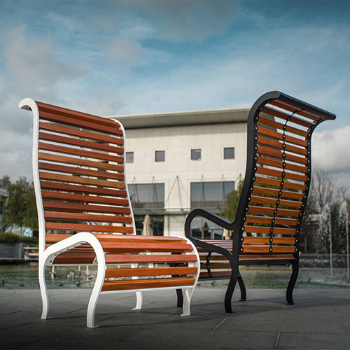 Fauteuil urbain contemporain - M-A KUSTOM - CYRIA | Mobilier Urbain - en bois / en acier / avec dossier haut