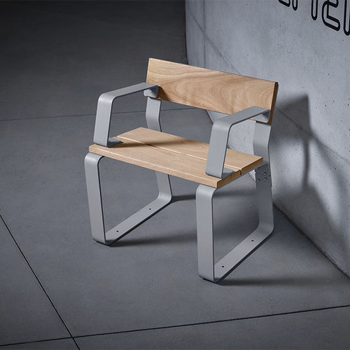 Chaise contemporaine - KAISEKI - CYRIA | Mobilier Urbain - d'extérieur / en bois / avec piètement en acier