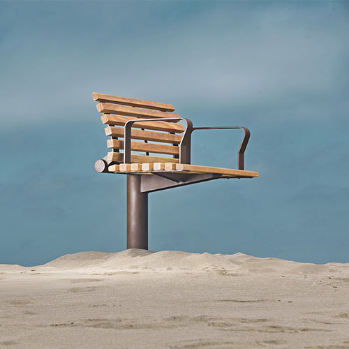 Chaise contemporaine - FUNGI - CYRIA | Mobilier Urbain - d'extérieur / en bois / avec piètement en acier