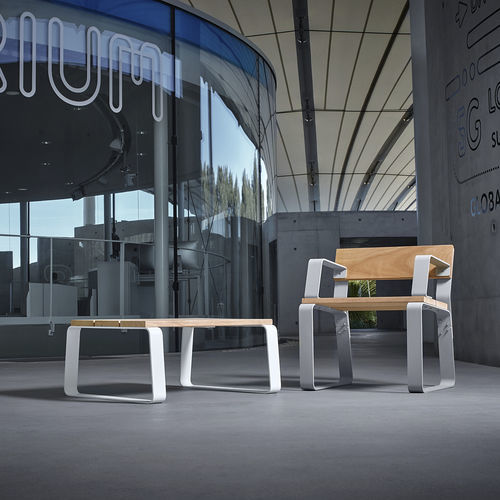 Table basse contemporaine - KAISEKI - CYRIA | Mobilier Urbain - en bois / avec piètement en acier / avec piètement en acier inoxydable