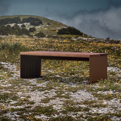 Table basse contemporaine - PYSA - CYRIA | Mobilier Urbain - en bois / avec piètement en acier / avec piètement en acier inoxydable