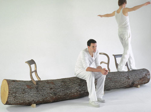 Banc design original - TREE-TRUNK - Droog - en bois / en bronze / sans dossier