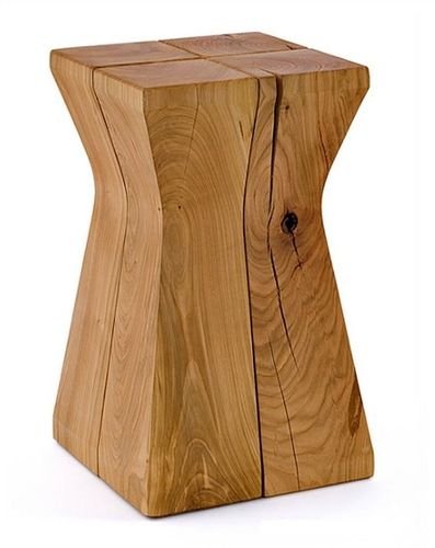 Tabouret contemporain - BRANCU_SI CHERRY - Woodloops - en bois / piètement central