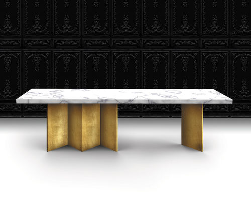 Table contemporaine - BOOK - Beau et bien - en marbre / avec piètement en bois peint / rectangulaire