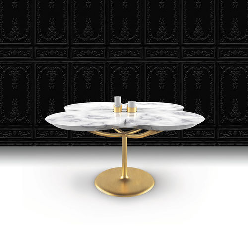 Table contemporaine - FLOWER POWER - Beau et bien - en marbre / avec piètement en acier peint / sur mesure