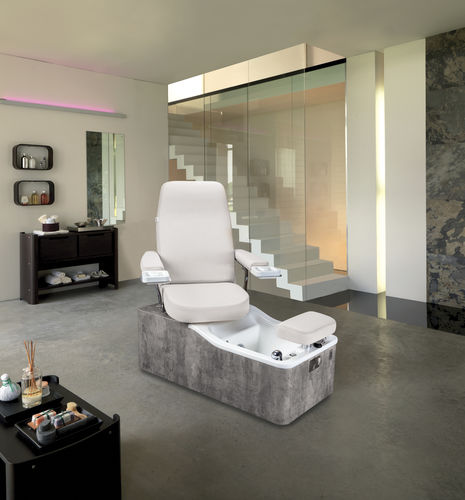 Fauteuil spa pédicure en simili cuir - CAPRI PEDI - Lemi BEAUTY & SPA - en métal chromé / blanc / beige