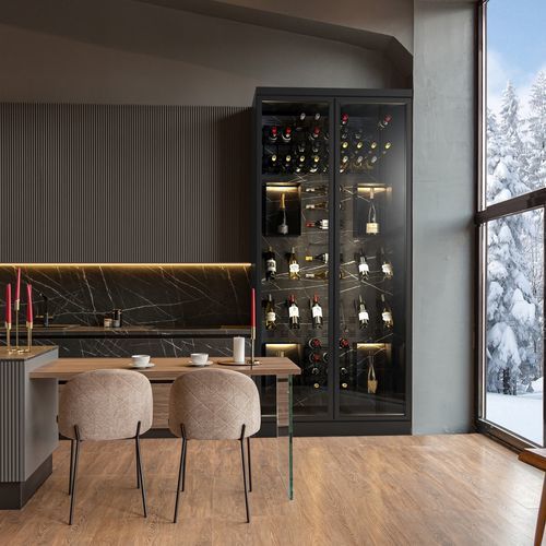 Cave à vin de service - NOTTURNA - ESIGO - encastrable / en acier peint / en pierre