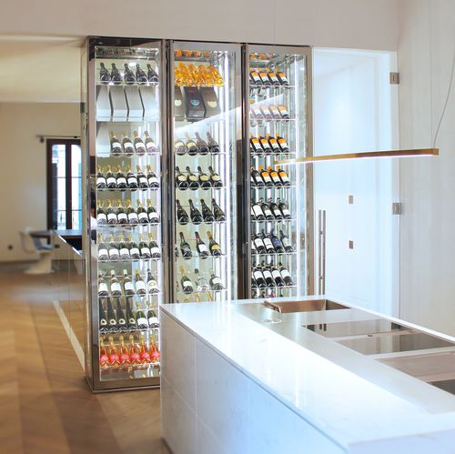 Vitrine réfrigérée comptoir - MIRABILE - ESIGO - îlot / en inox / avec porte battante