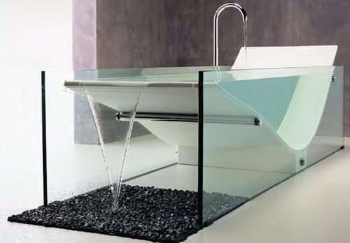 Baignoire à poser - LE COB - Omvivo - en Solid Surface / en verre / blanche
