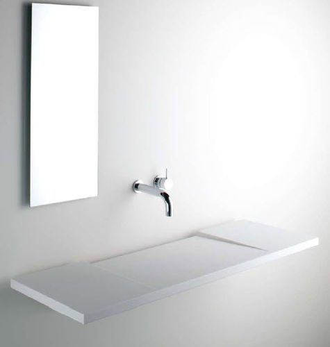 Vasque suspendue - GEO - Omvivo - en Solid Surface / avec miroir ajustable / rectangulaire