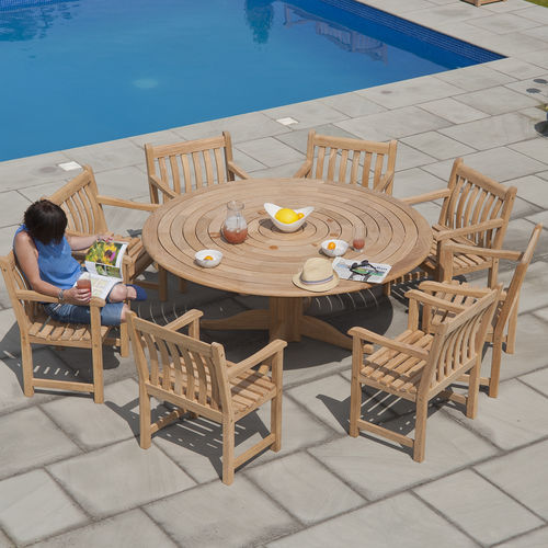 Table à manger contemporaine - Bengal  - Alexander Rose - en chêne / avec piètement en bois / ronde