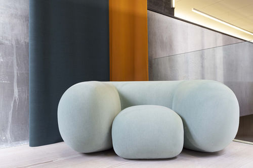 Fauteuil contemporain - MOLLO - Established and sons - en tissu / gris / rouge