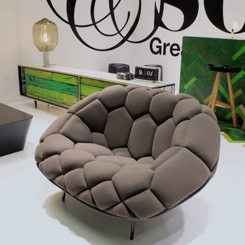 Fauteuil contemporain - QUILT - Established and sons - en tissu / en acier à revêtement par poudre / gris